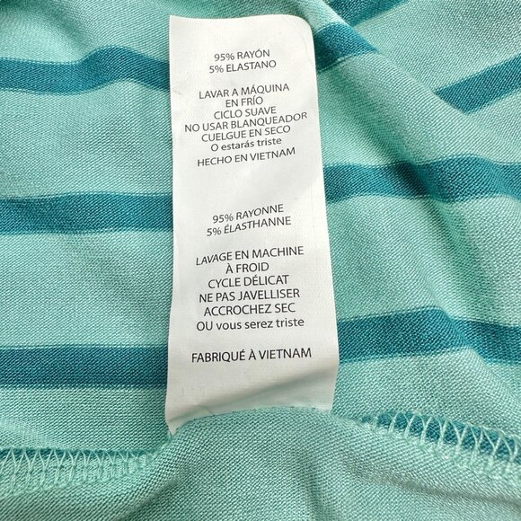 LuLaRoe Retired Julia Dress M Dark and Light Teal Striped SS Form Fitting NWT - Picture 6 of 8